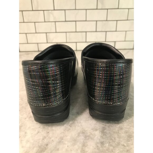 Dansko Professional Clogs Womens 38 Black Metallic Stripe Comfort Nursing Shoes - Picture 4 of 9